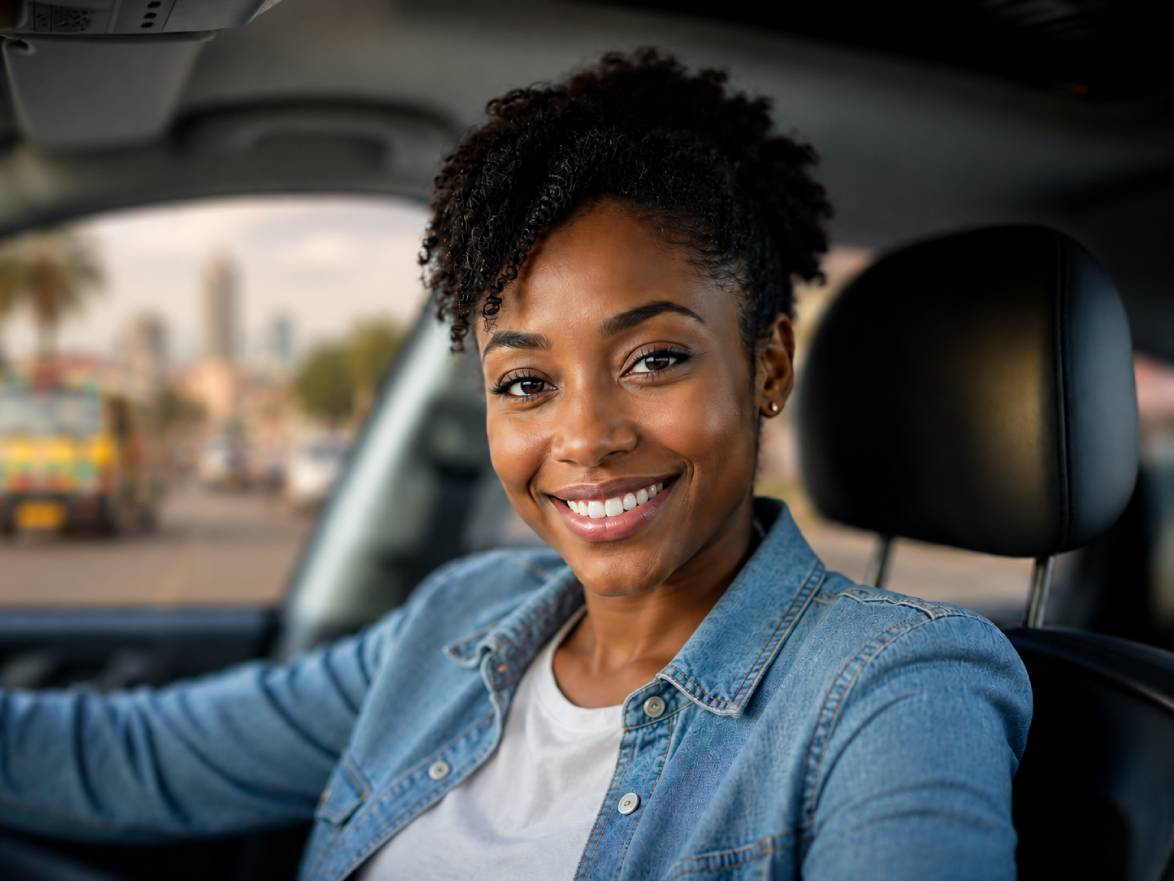 A rider opening a car door in the city